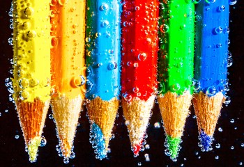 pencils, water, bubbles, debbie lias, photography